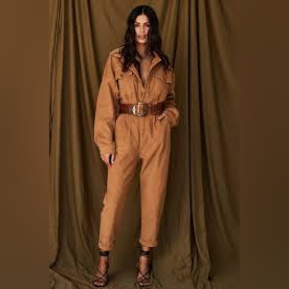 12th Tribe Corduroy Jumpsuit in Camel Brown - Picture 2 of 7